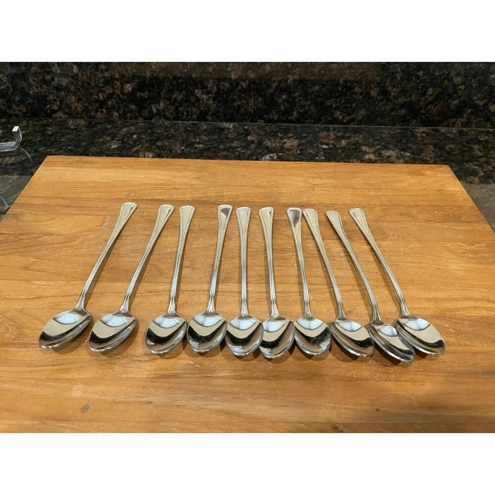 10 pc Oneida NEEDLEPOINT Stainless long iced teaspoons